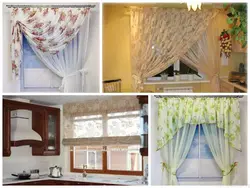 Narrow kitchen window curtain design