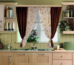 Curtains for beige kitchen photo design