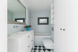 Bathroom design with white door