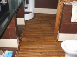 Bathroom wooden floor photo