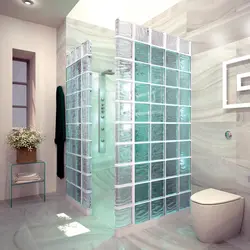 Дизайн ванной с стеклоблоками