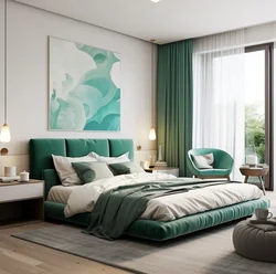 Bed color in bedroom interior