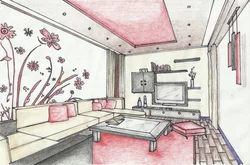 How to draw living room interior