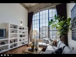 Apartment interior with high ceilings