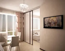 Design of a one-room apartment 40 m2 in a new building with a loggia photo