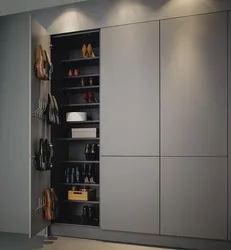 Встроенный шкаф в прихожей с распашными дверями дизайн