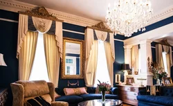 Beautiful cornices in the living room photo