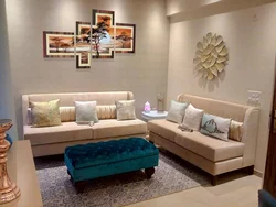 Decorate the wall in the living room behind the sofa photo