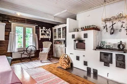 Interior of a country house kitchen with stove