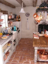 Interior of a country house kitchen with stove