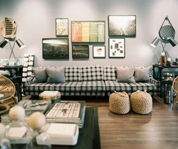 Living room in a checkered photo