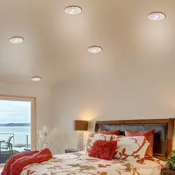 Ceiling in the bedroom without a chandelier photo