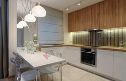 Modern kitchen design in a one-room apartment photo