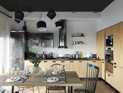 Kitchen with gray ceiling photo