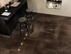 Dark porcelain tiles in the kitchen interior