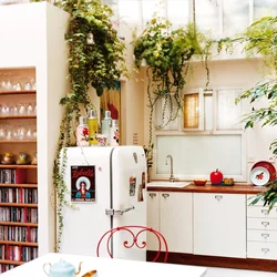 Interior of home flowers in the kitchen