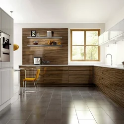 Wood-Look Porcelain Tiles In The Kitchen Interior