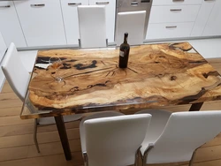 Kitchen countertop with epoxy resin photo