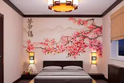 Фота спальняў з шпалерамі сакура