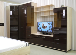 Modern bedroom walls with TV and wardrobe photo