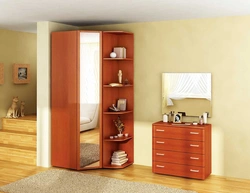 Шкаф угловой для одежды в спальню с зеркалом фото