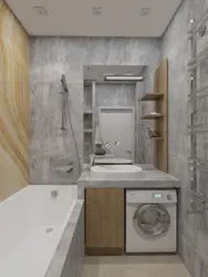 Bathroom design in a panel house with a washing machine