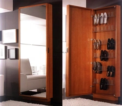 Hallway wardrobe and shoe rack with mirror photo