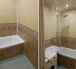 Bathroom renovation with panels and tiles photo