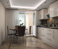 Kitchen design 16 square meters with balcony
