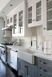 Photo design of a kitchen apron with a white countertop