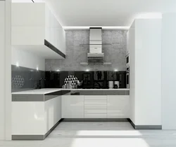 Дызайн кухні ў чорна бела-шэрых колерах