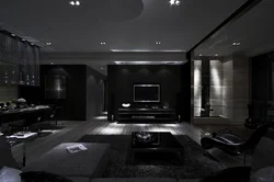 Интерьер гостиной в темном цвете фото