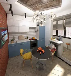Loft kitchen design 6 sq.m.