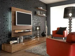 Дизайн стенки с телевизором в гостиной фото