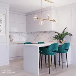 Marble color in the kitchen interior