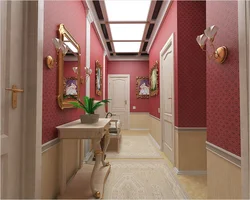Kitchen And Hallway With The Same Wallpaper Photo