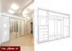 Built-in wardrobe in the hallway with one mirror photo