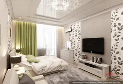 Interior of living room and bedroom in one 14 sq m