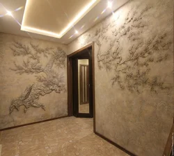 Photo Of Decorative Plaster On The Walls In The Hallway Using Putty