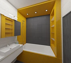 Bathroom design wall along the bathtub