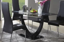 Kitchen interior with black table and chairs photo