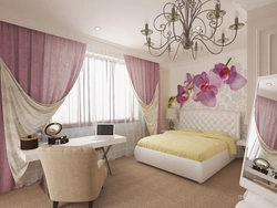 Orchid in the bedroom interior