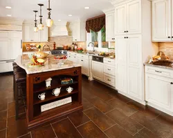 Photo of kitchen interiors walls floor