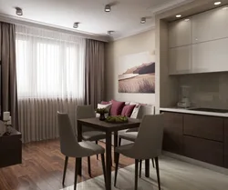 Дизайн кухни 14м2 с диваном и телевизором