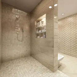 Bathtub design with shower in light colors
