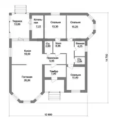 Дизайн проект одноэтажного дома с 3 спальнями