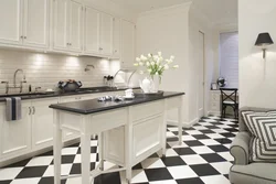 Apron and floor for a white kitchen photo