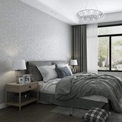 Curtains in the bedroom interior gray walls