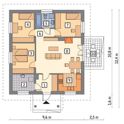 Interior of a one-story house 100 sq m with 3 bedrooms