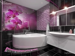 Bathroom design with pink flowers